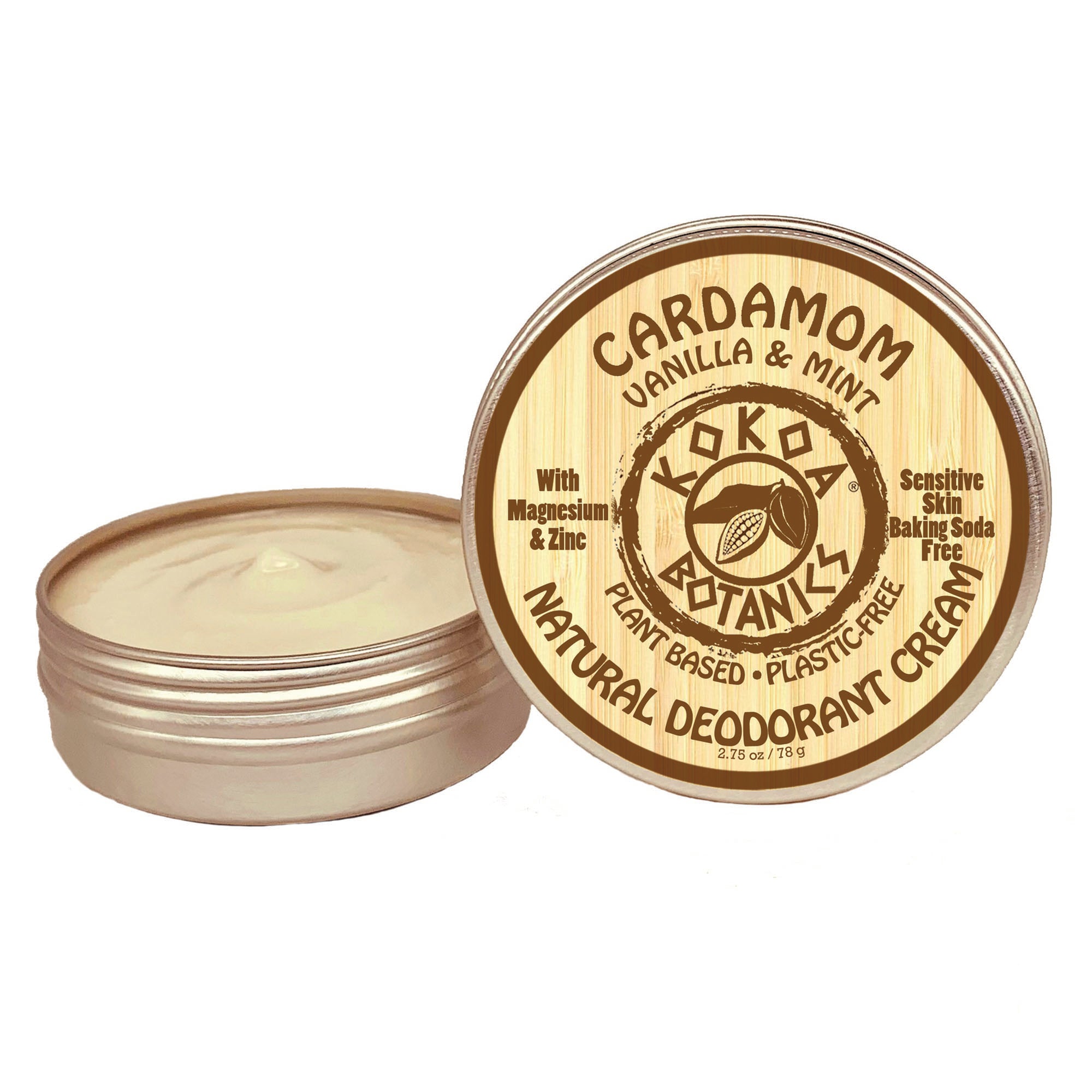 Natural Deodorant Cream - Cardamom Vanilla and Mint - Sensitive Skin - Baking Soda Free  - 2.5 oz
