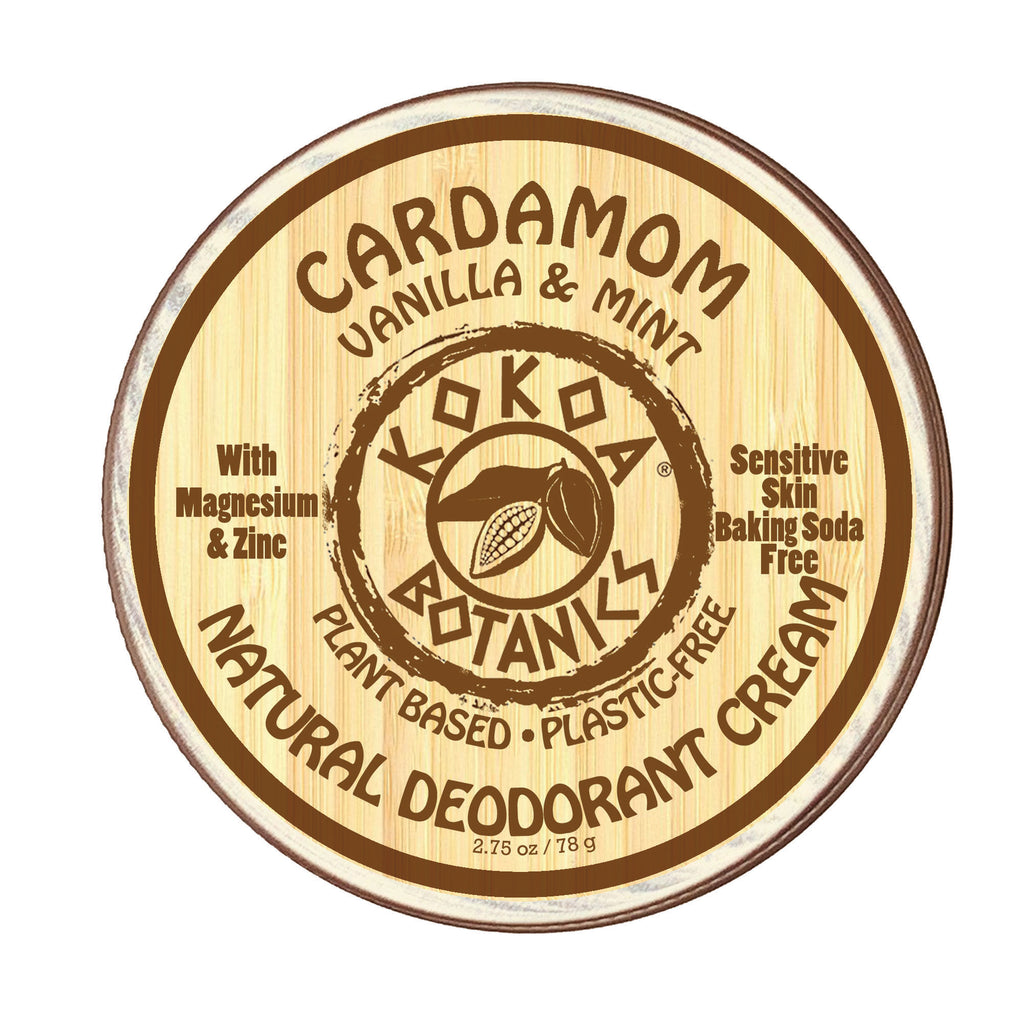 Natural Deodorant Cream - Cardamom Vanilla and Mint - Sensitive Skin - Baking Soda Free  - 2.5 oz