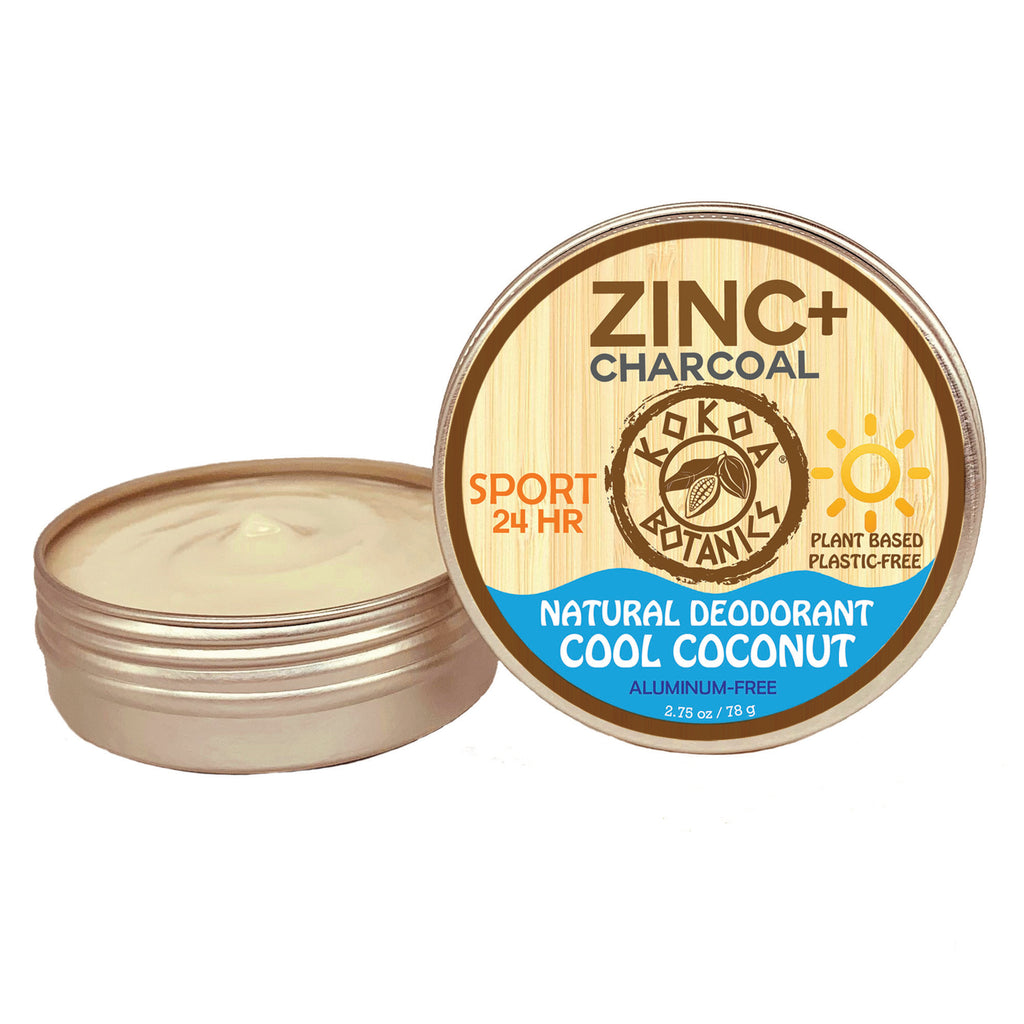 ZINC & CHARCOAL Sport - Natural Deodorant - Cool Coconut - Aluminum-free 2.75 oz