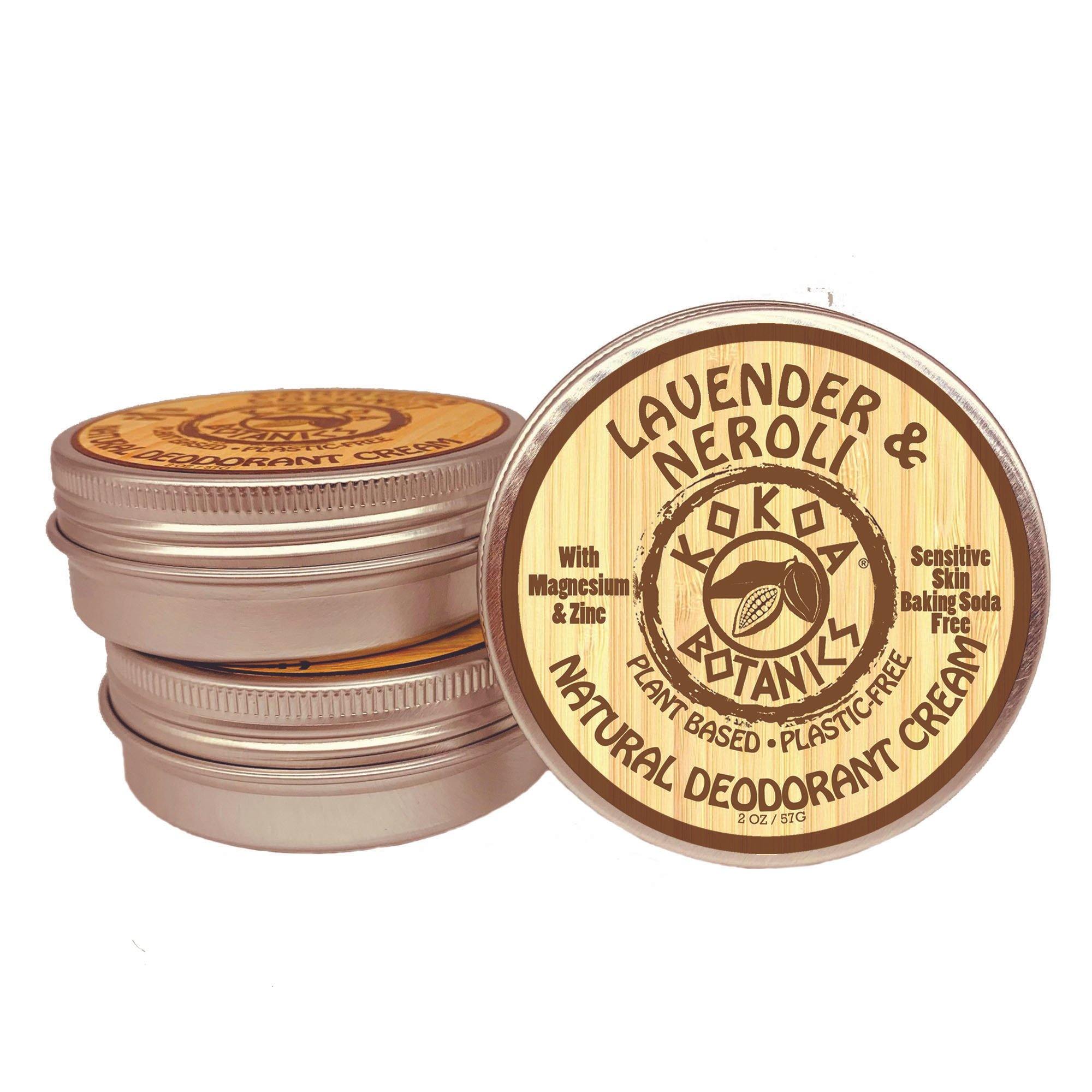 Lavender & Neroli - Natural Deodorant Cream - Sensitive Skin - Baking Soda Free  - 2 oz - kokoabotanics