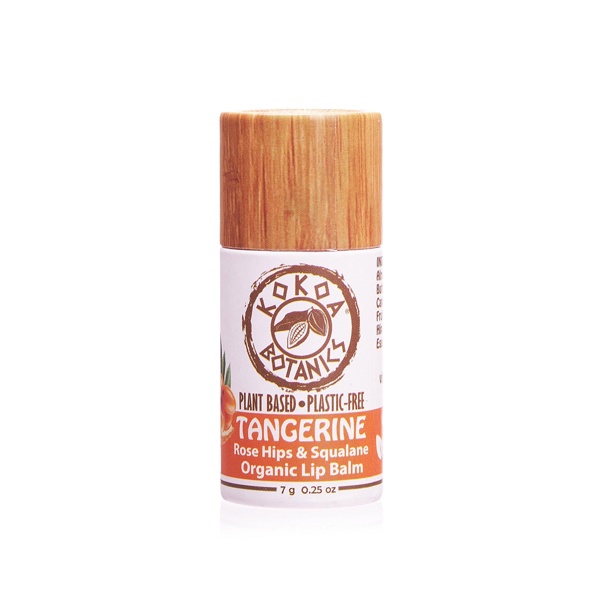 Organic Natural Lip Balm - Tangerine with Rose Hips and Squalane - .25 oz