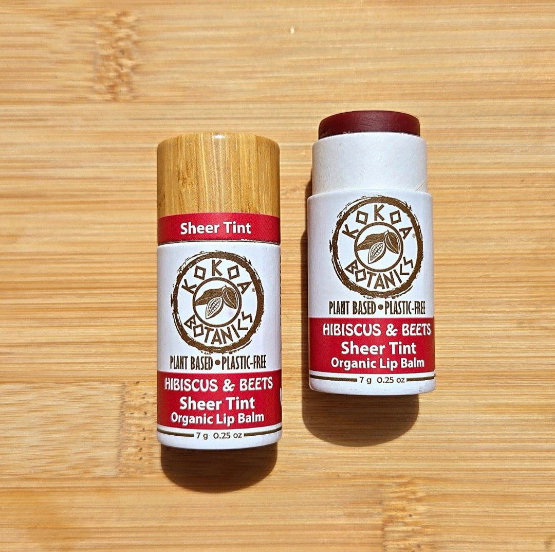 Natural Sheer Tint Lip Balm - Hibiscus and Beets - Vegan - Plastic-Free