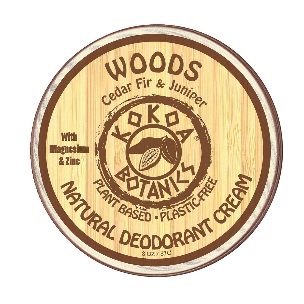 WOODS - Natural Deodorant Cream - Aluminum-Free - Vegan 2 oz - kokoabotanics