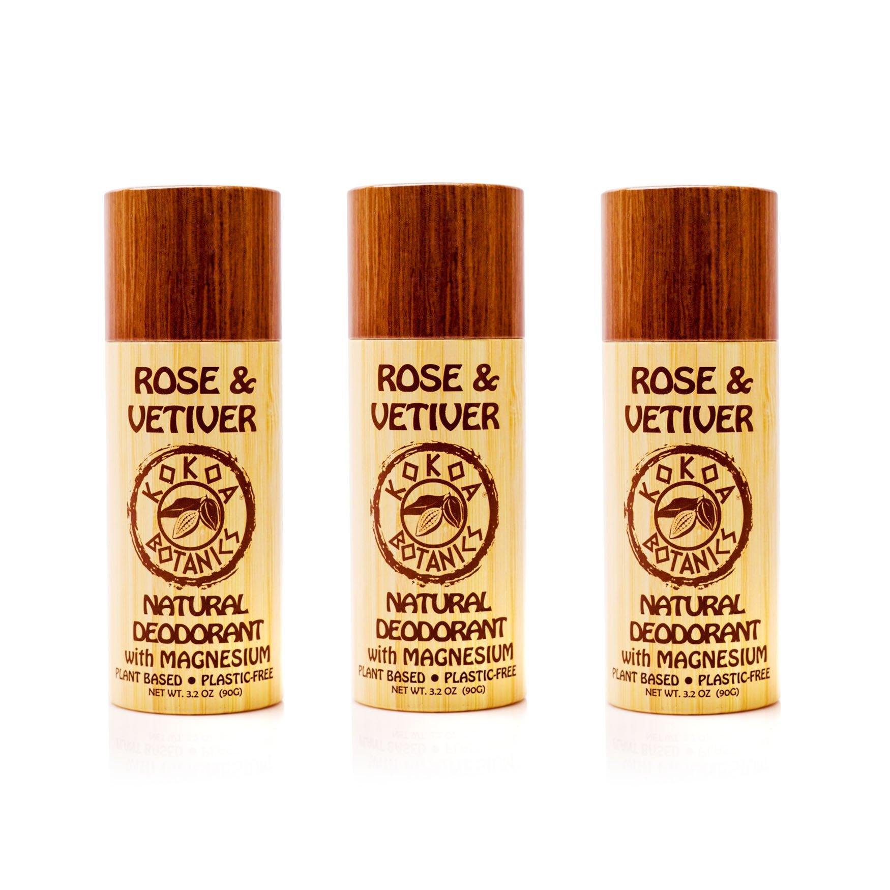 ROSE & VETIVER - Natural Deodorant - Plastic-Free - Aluminum-Free - 3.2 oz - kokoabotanics