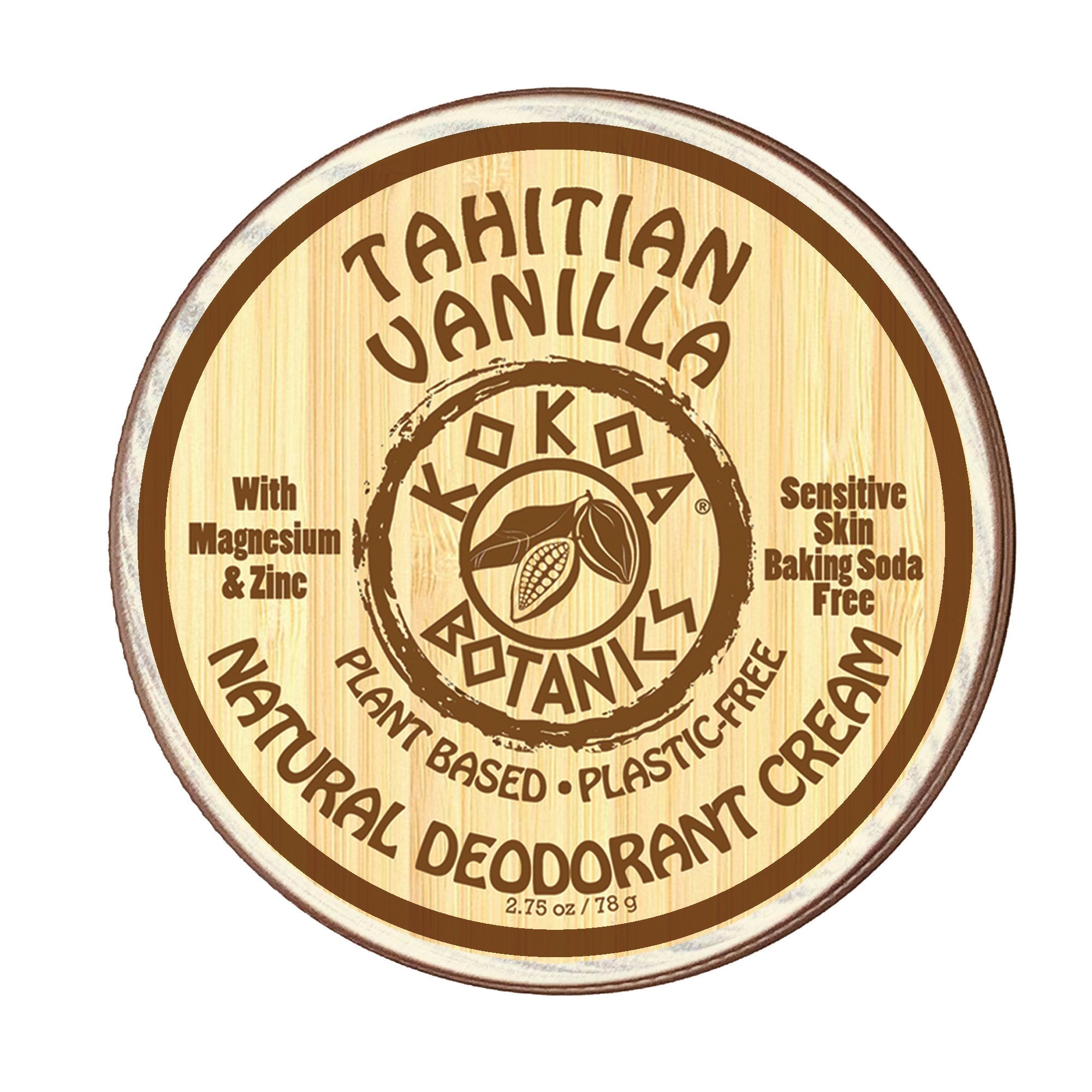 TAHATIAN VANILLA - Natural Deodorant Cream - Sensitive Skin - Baking Soda Free  - 2.5 oz