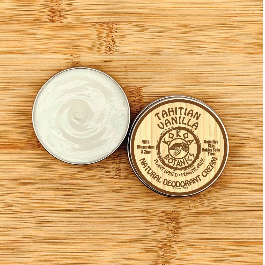 TAHATIAN VANILLA - Natural Deodorant Cream - Sensitive Skin - Baking Soda Free  - 2.5 oz