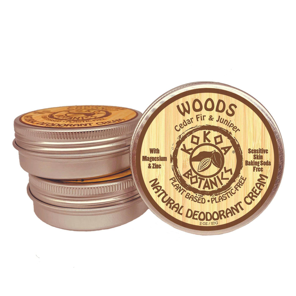 WOODS - Natural Deodorant Cream - Sensitive Skin – Baking Soda-Free 2 oz - kokoabotanics